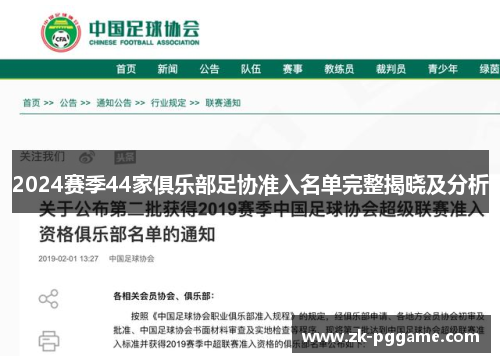 2024赛季44家俱乐部足协准入名单完整揭晓及分析