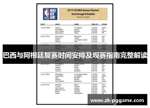 巴西与阿根廷复赛时间安排及观赛指南完整解读